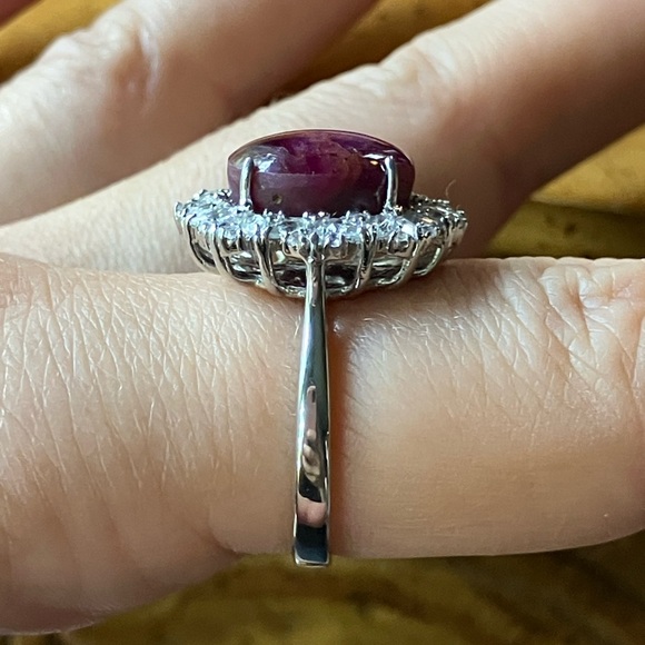 Natural Star Ruby Sterling Silver Ring Size 8 - Picture 4 of 10